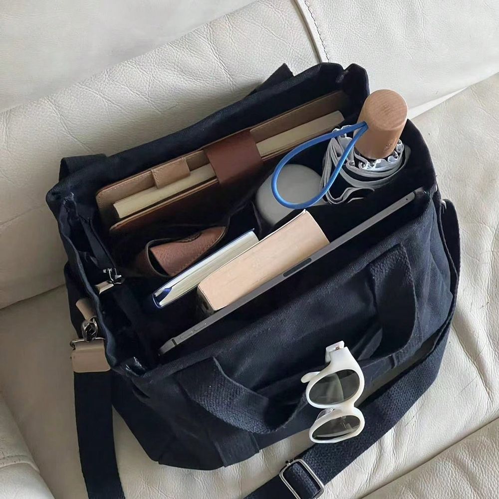 Canvas Tote Bag - Canvas Crossbody Tote Bag With Zipper
