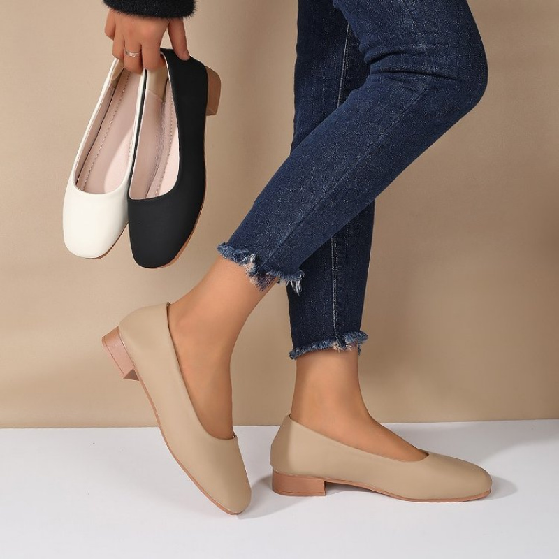 Women'S Fashion Loafers - Soft Leather Round Toe Slip-On Shoes