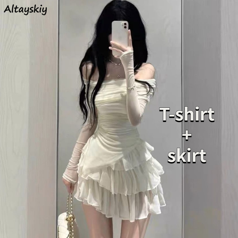 Skirts Sets Women Summer Slim  - огляд і ціна Asymmetric Top Women