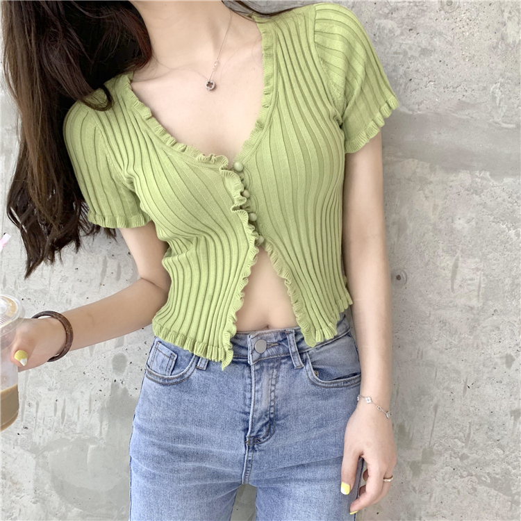 Ruffled Rib Knit Cardigan Shor - огляд і ціна Women'S Fashion From The 90S