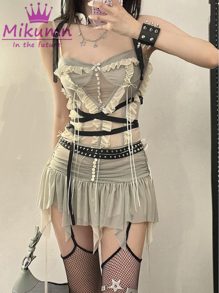 Y2k Two Piece Set Outfit Aesth - огляд і ціна Asymmetric Top Women