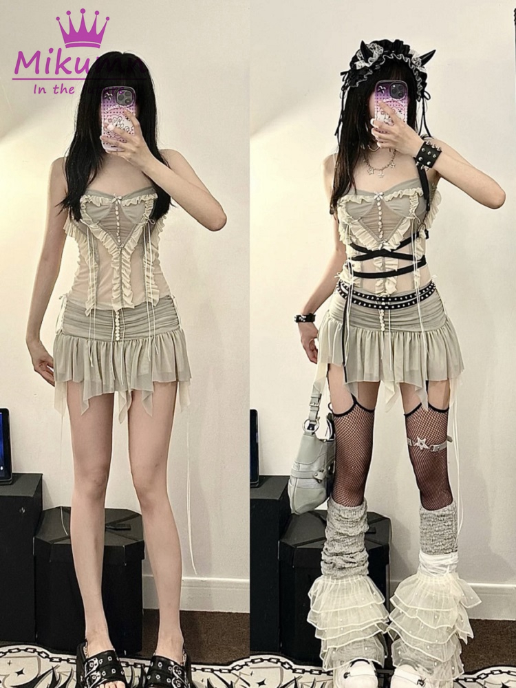 Y2k Two Piece Set Outfit Aesth - огляд і ціна Asymmetric Top Women