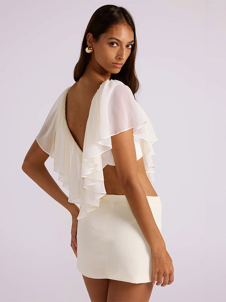 Absobe Women Chiffon Ruffle Mi - огляд і ціна Asymmetric Top Women