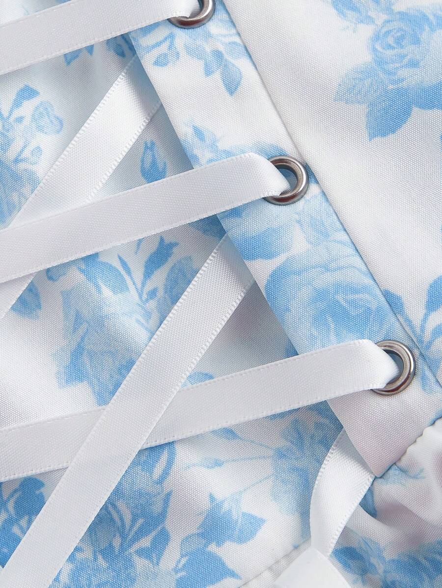 Blue And White Floral Print La - огляд і ціна Lace Trim Cami