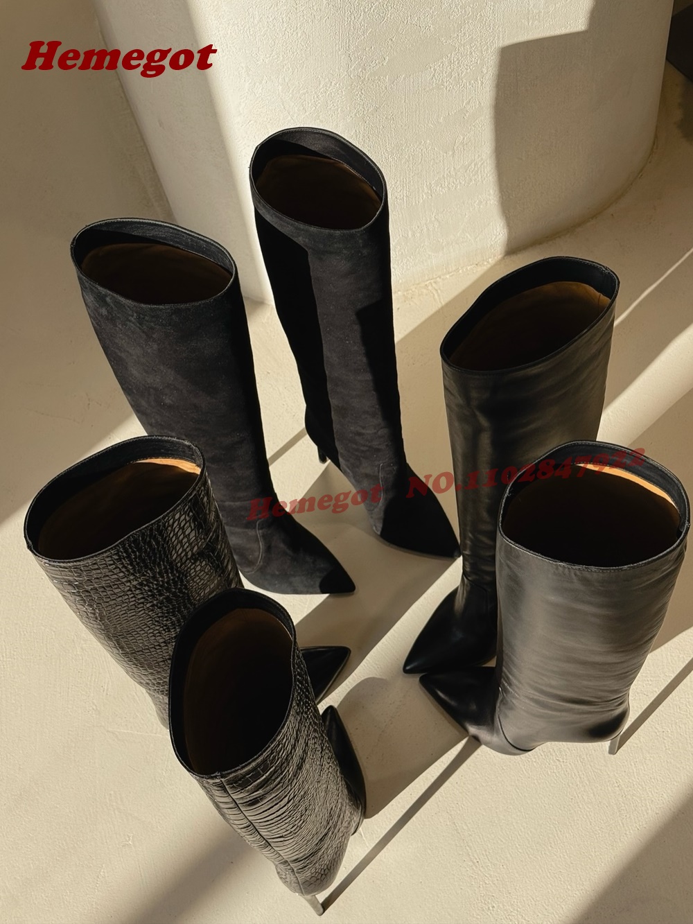 Brown Croc-Embossed Leather Kn - огляд і ціна Winter Fashion Women Boots