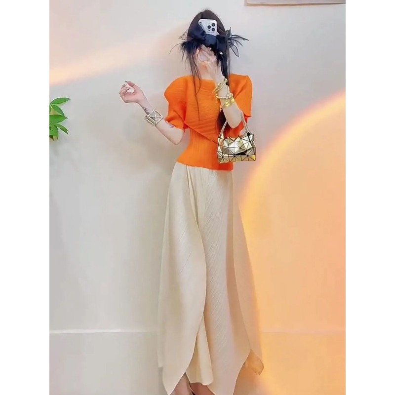 Women's Pleated Color Block Tw - огляд і ціна Asymmetric Top Women