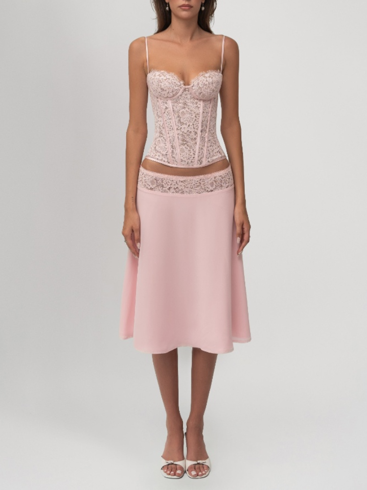Chic Pink Lace Corset Two-Piec - огляд і ціна Asymmetric Top Women