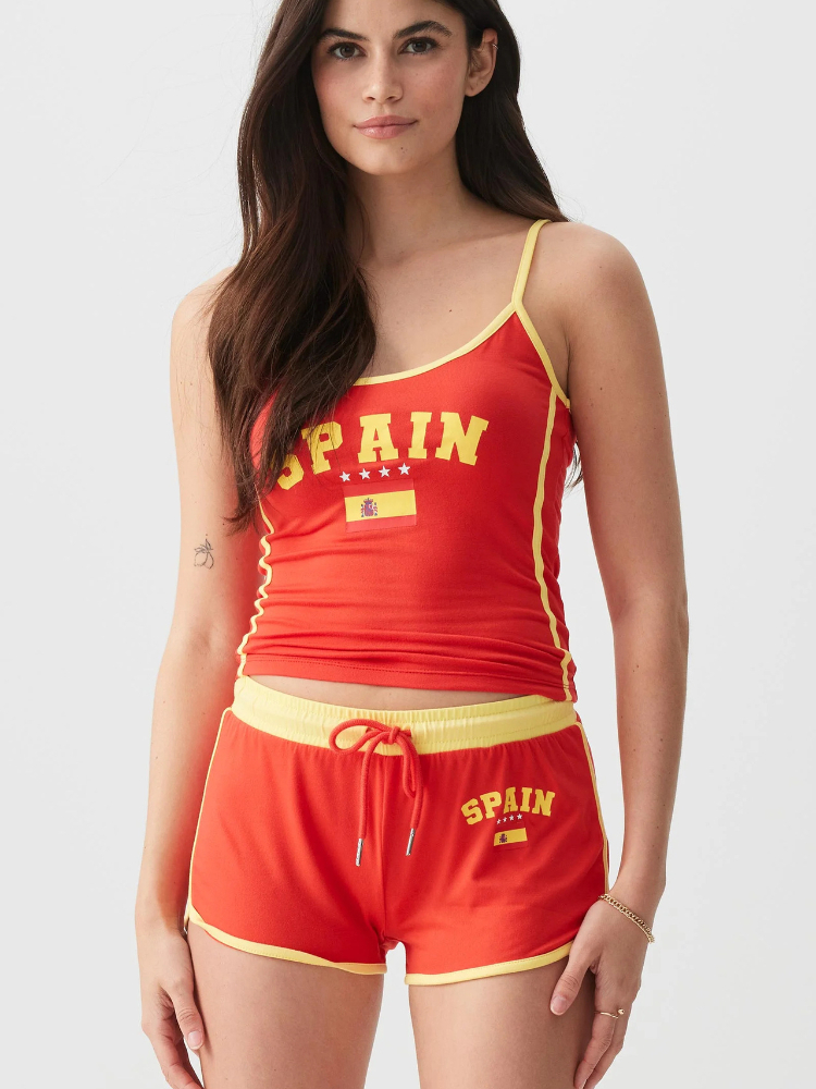 Women Y2K Spain Print 2 Piece  - огляд і ціна Lace Trim Cami